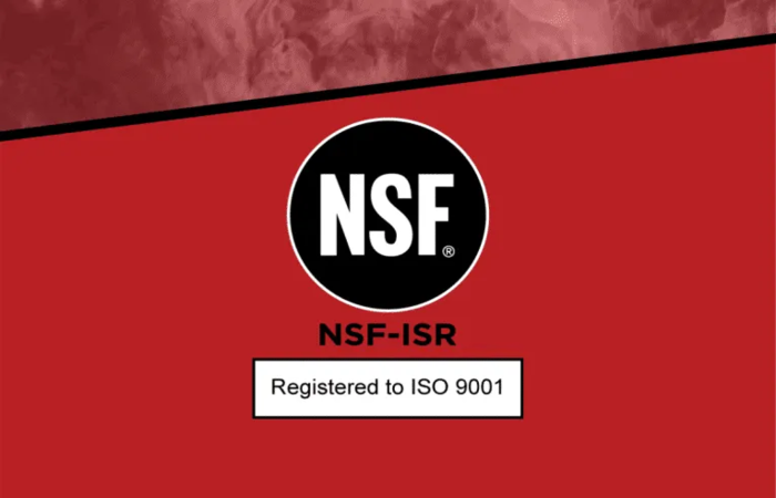 ISO 9001 Logo on a red background